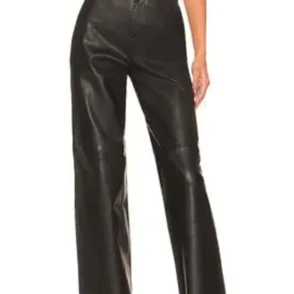 L'Academie Reece Leather Pant Brown